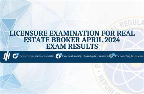 April 2024 Real Estate Brokers Licensure Examination Results .